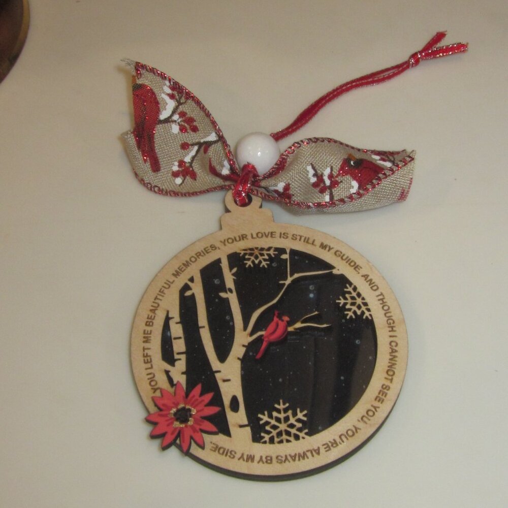 Cardinal Memorial Wood 3D Ornament